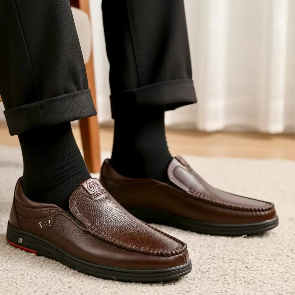 Last Day 50% OFF🔥Men's Genuine Leather Soft Insole Casual Business Slip On Loafers