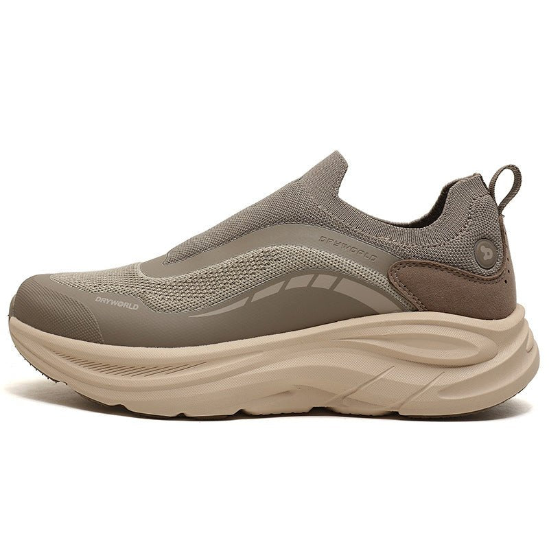 Khaki Beige Slip-On Walking Shoes – Breathable Shock-Absorbing Sneakers with Soft Cushioned Sole for Daily Wear - oscloudgo