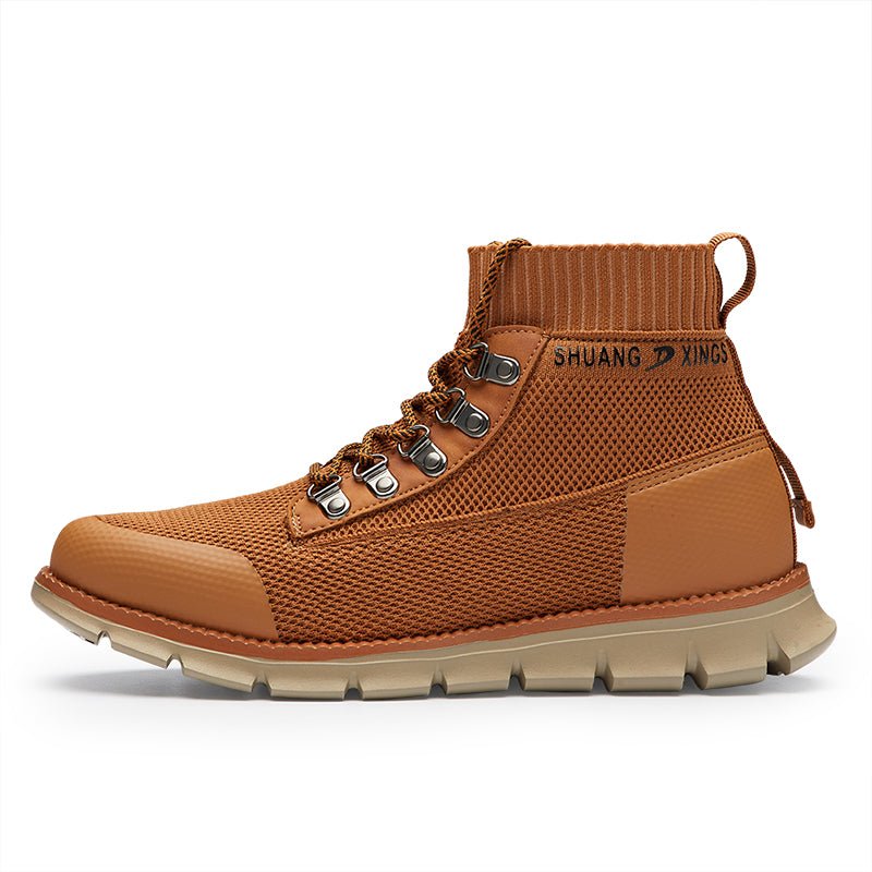 ⏰LAST DAY - 50% OFF🛒 Men’s Lightweight Knit Mid-Top Boots – Stretch Collar & Supportive Sole for Outdoor and Casual Wear - oscloudgo