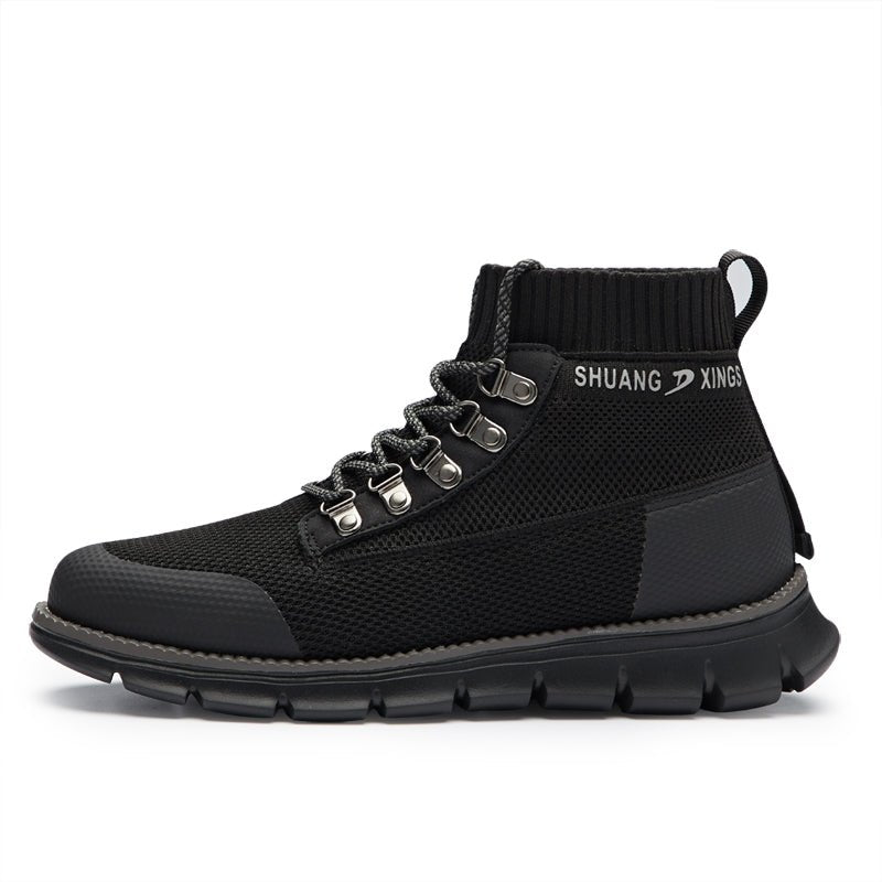 ⏰LAST DAY - 50% OFF🛒 Men’s Lightweight Knit Mid-Top Boots – Stretch Collar & Supportive Sole for Outdoor and Casual Wear - oscloudgo