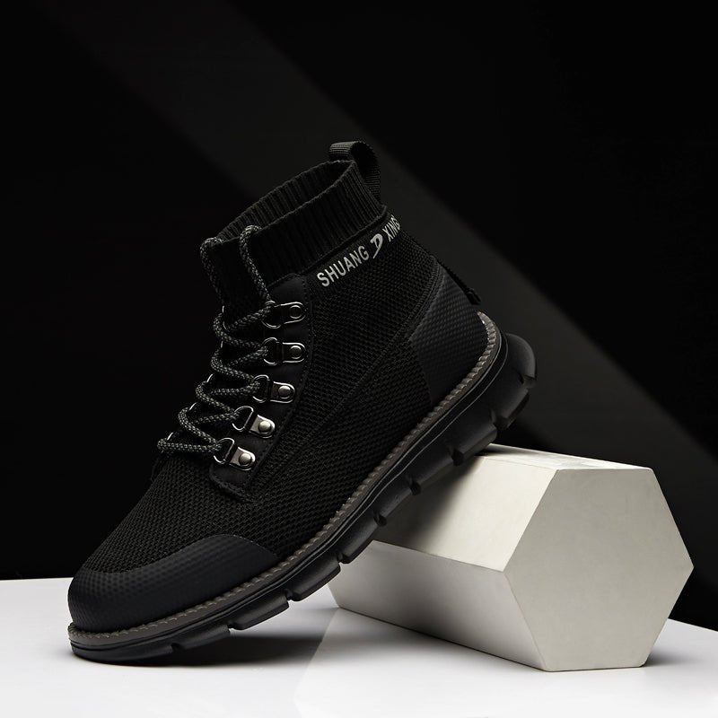 ⏰LAST DAY - 50% OFF🛒 Men’s Lightweight Knit Mid-Top Boots – Stretch Collar & Supportive Sole for Outdoor and Casual Wear - oscloudgo