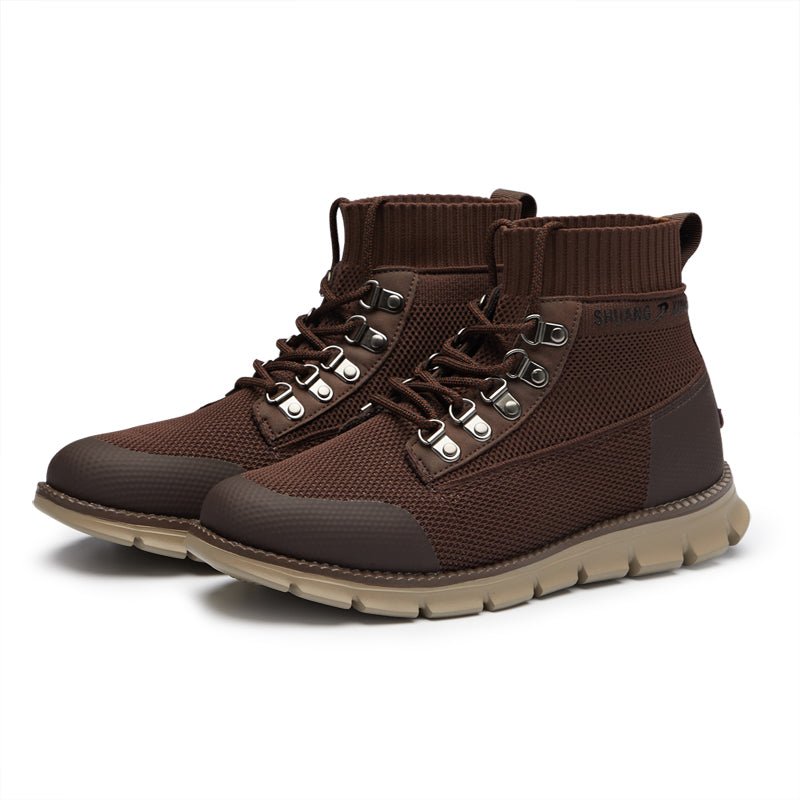 ⏰LAST DAY - 50% OFF🛒 Men’s Lightweight Knit Mid-Top Boots – Stretch Collar & Supportive Sole for Outdoor and Casual Wear - oscloudgo