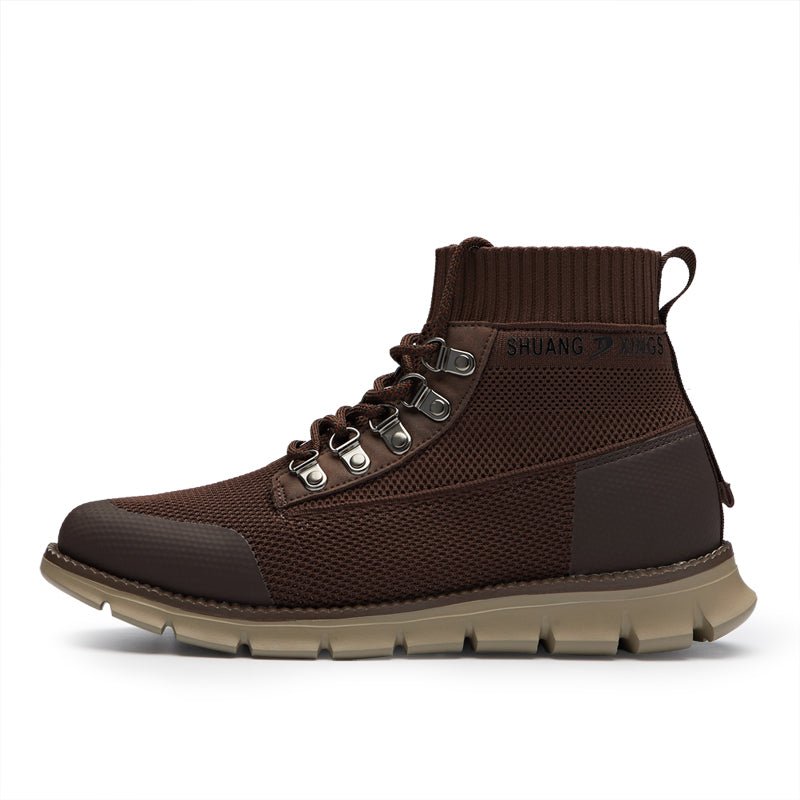 ⏰LAST DAY - 50% OFF🛒 Men’s Lightweight Knit Mid-Top Boots – Stretch Collar & Supportive Sole for Outdoor and Casual Wear - oscloudgo