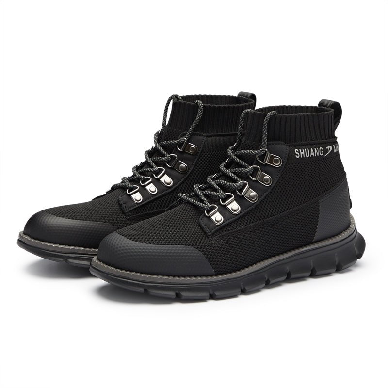 ⏰LAST DAY - 50% OFF🛒 Men’s Lightweight Knit Mid-Top Boots – Stretch Collar & Supportive Sole for Outdoor and Casual Wear - oscloudgo