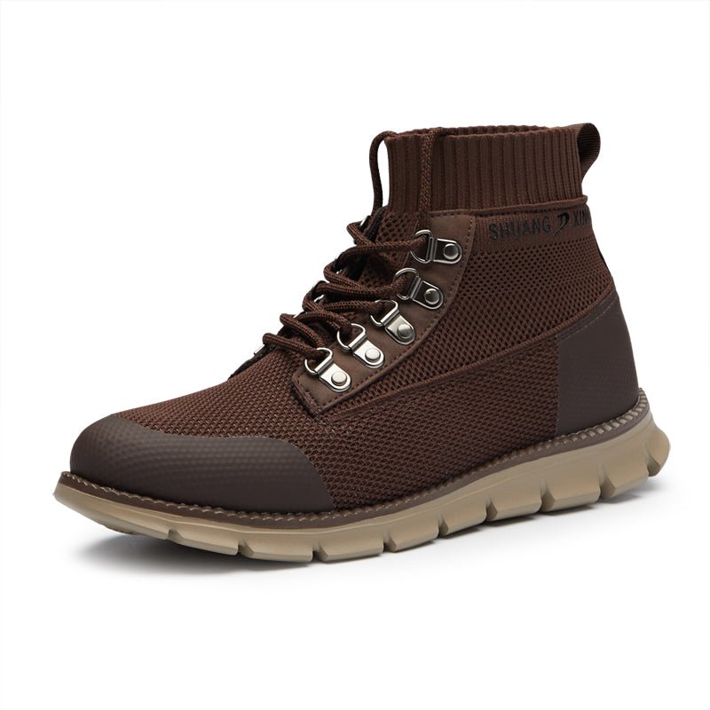 ⏰LAST DAY - 50% OFF🛒 Men’s Lightweight Knit Mid-Top Boots – Stretch Collar & Supportive Sole for Outdoor and Casual Wear - oscloudgo
