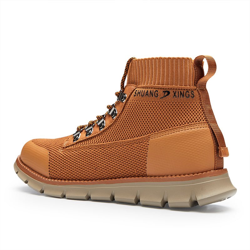 ⏰LAST DAY - 50% OFF🛒 Men’s Lightweight Knit Mid-Top Boots – Stretch Collar & Supportive Sole for Outdoor and Casual Wear - oscloudgo
