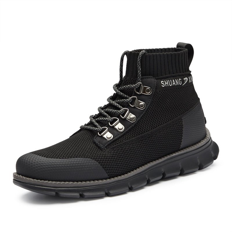 ⏰LAST DAY - 50% OFF🛒 Men’s Lightweight Knit Mid-Top Boots – Stretch Collar & Supportive Sole for Outdoor and Casual Wear - oscloudgo