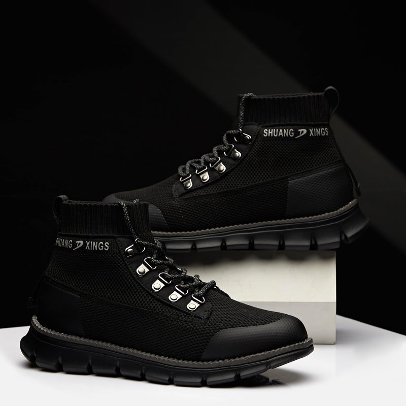 ⏰LAST DAY - 50% OFF🛒 Men’s Lightweight Knit Mid-Top Boots – Stretch Collar & Supportive Sole for Outdoor and Casual Wear - oscloudgo