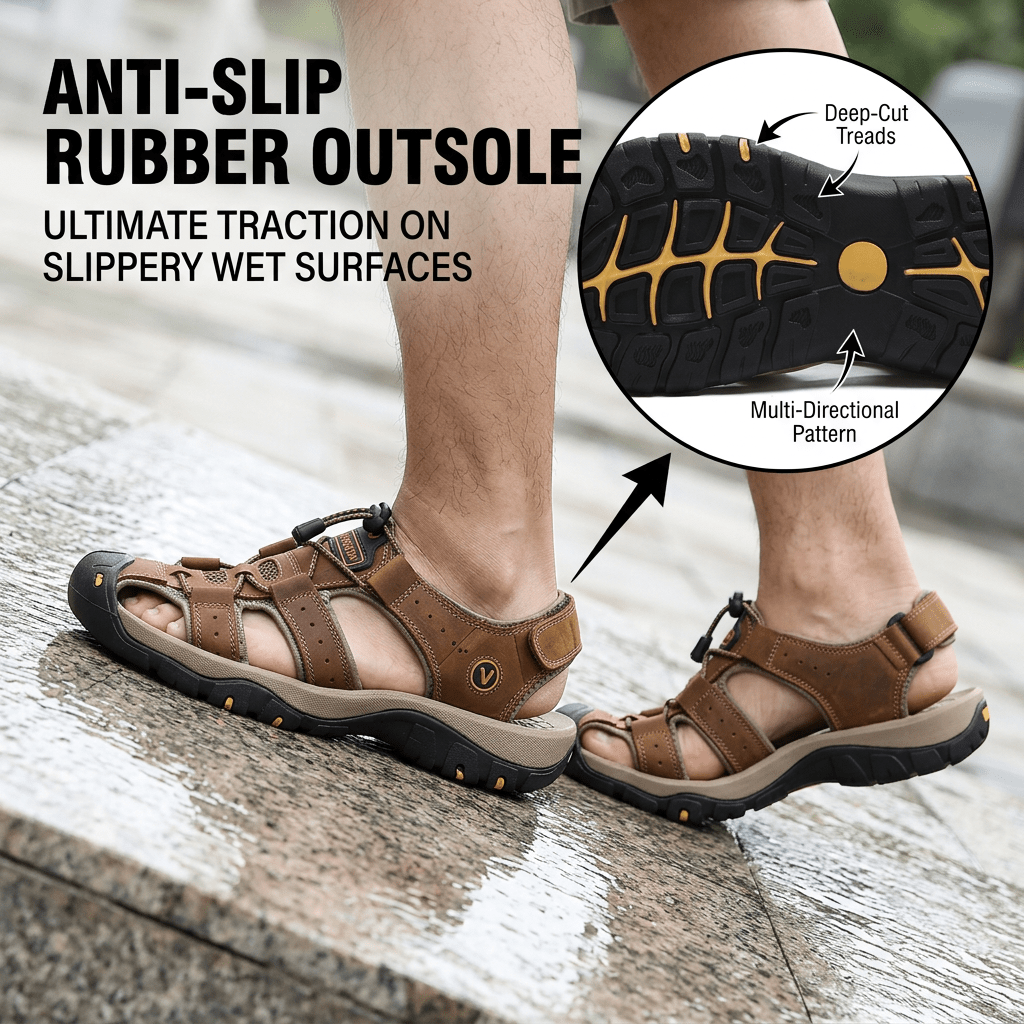 Fisherman Mens Sandals Outdoor Comfort Memory Foam Sandals for Men