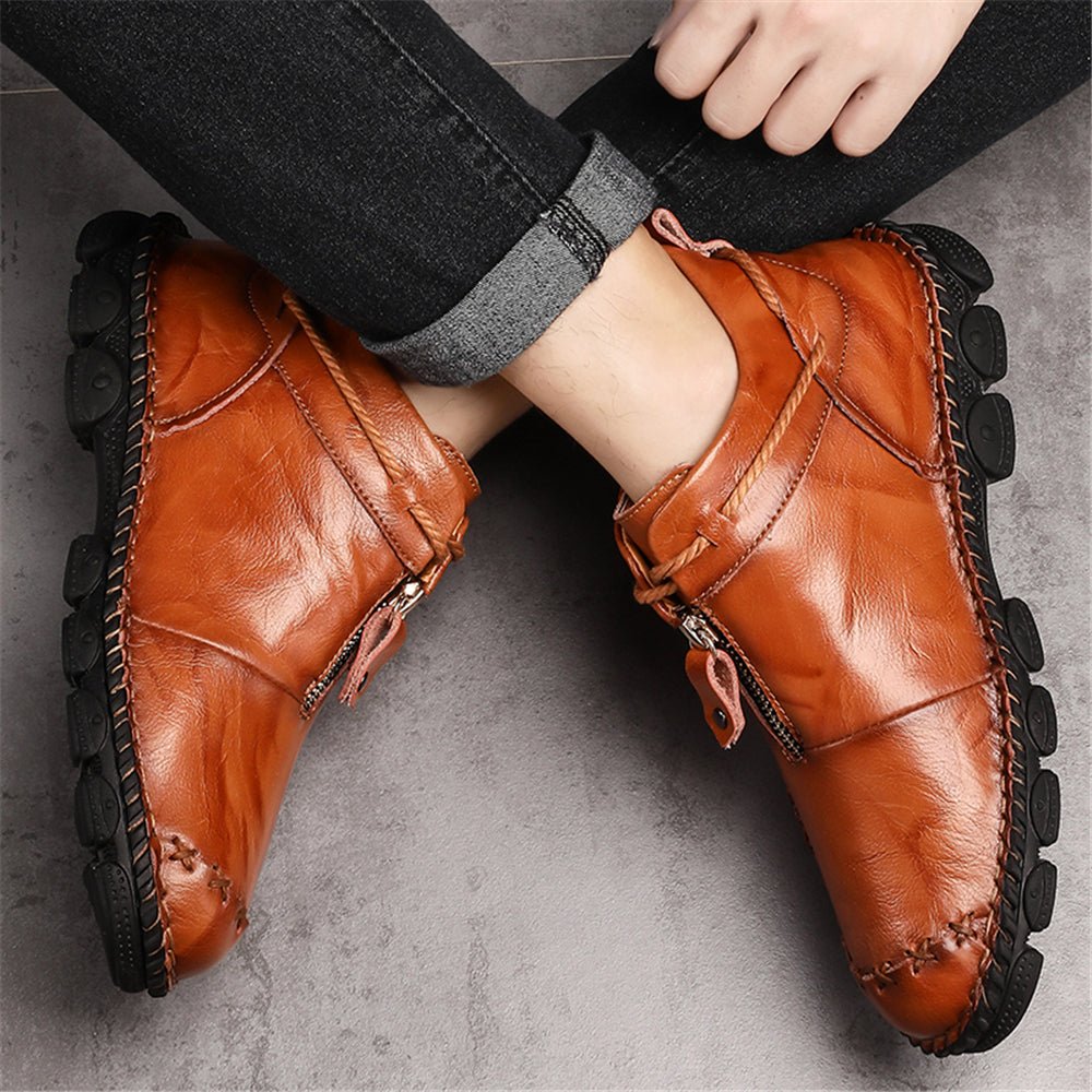 Comfymore™ Mens Hand Stitching Non-Slip Soft Sole Genuine Leather Ankle Chukka Boots