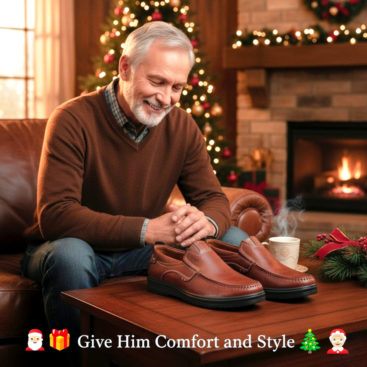 Last Day 50% OFF🔥Men's Premium Leather Lightweight Hands Free Slip-on Loafers