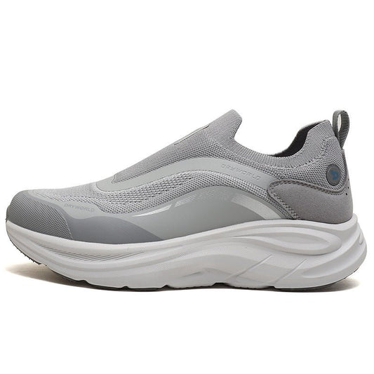 Light Gray Slip-On Running Style Shoes – Breathable Soft Sole Sneakers with Cushioning for Walking & Casual Wear - oscloudgo