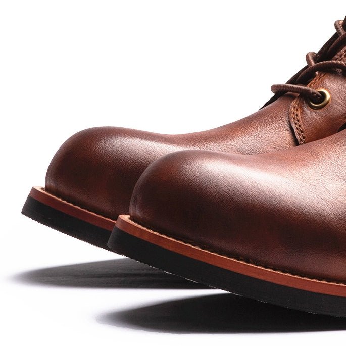 COMFYMORE™ Mens Genuine Leather Waterproof Non-slip Arch Support Hiking Casual Chukka Boots