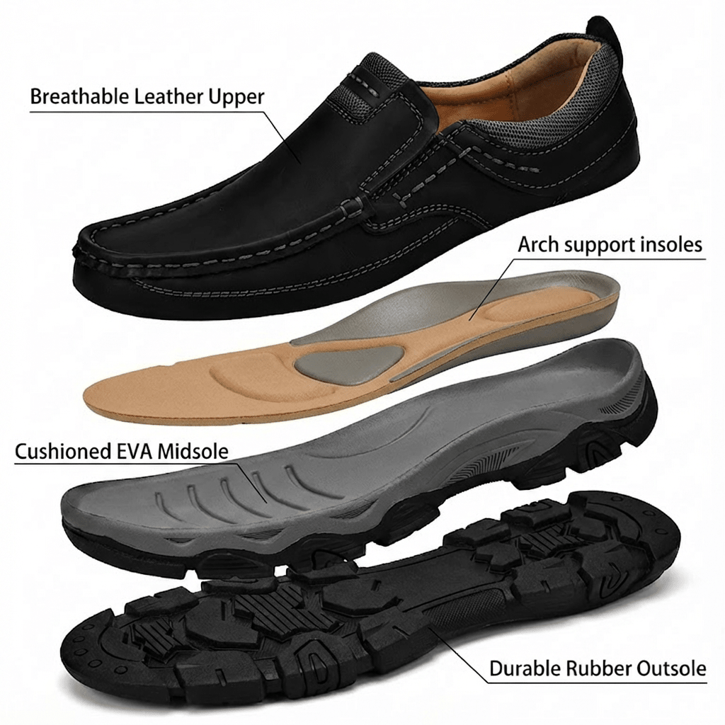 ⏰Promotion 50% OFF - Men's Orthopedic Walking Shoes | Genuine Leather Slip On Loafers