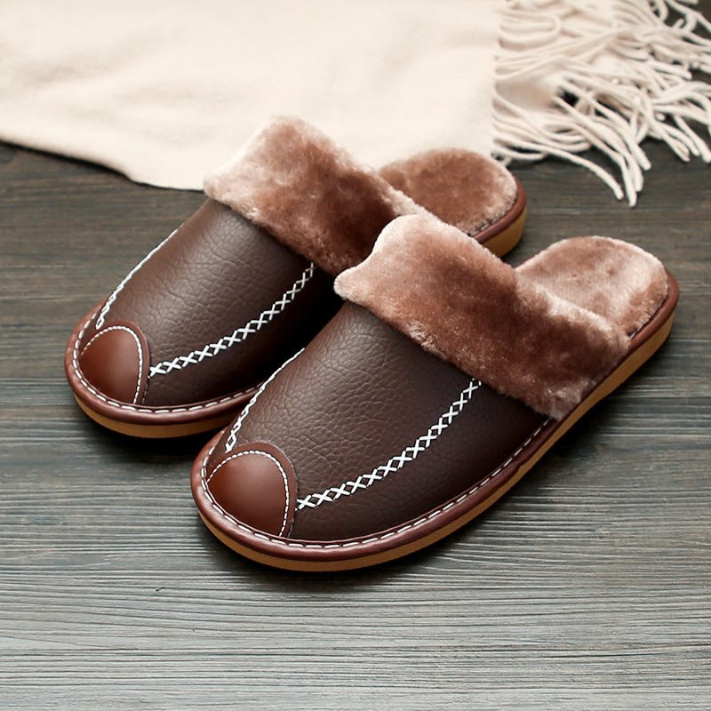 Memory Foam Indoor Outdoor Leather Orthopedic Slipper Shoes - oscloudgo