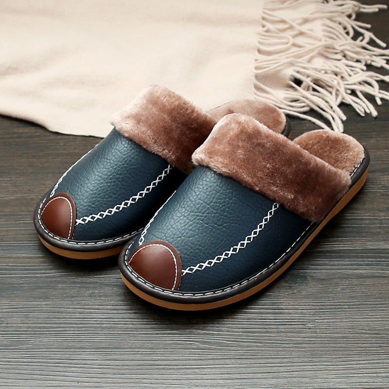 Memory Foam Indoor Outdoor Leather Orthopedic Slipper Shoes - oscloudgo