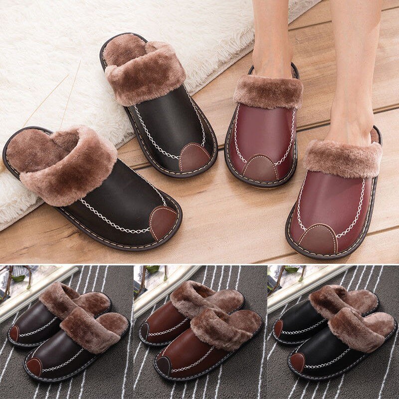 Memory Foam Indoor Outdoor Leather Orthopedic Slipper Shoes - oscloudgo