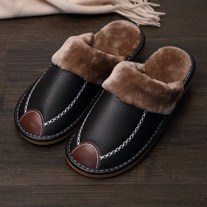 Memory Foam Indoor Outdoor Leather Orthopedic Slipper Shoes - oscloudgo