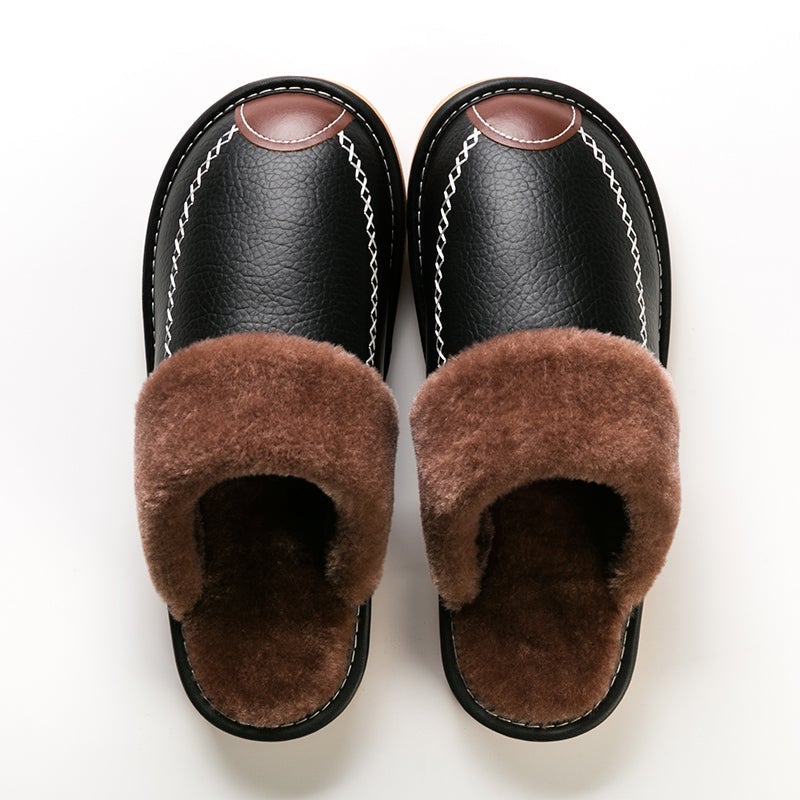 Memory Foam Indoor Outdoor Leather Orthopedic Slipper Shoes - oscloudgo