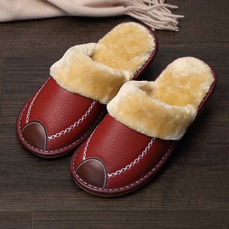 Memory Foam Indoor Outdoor Leather Orthopedic Slipper Shoes - oscloudgo