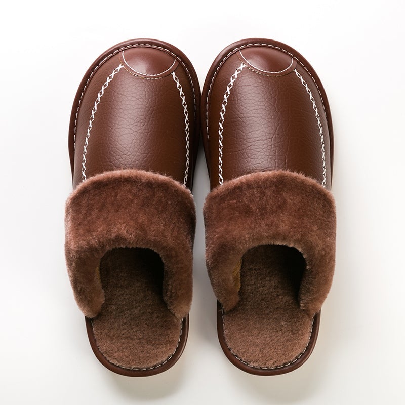 Memory Foam Indoor Outdoor Leather Orthopedic Slipper Shoes - oscloudgo