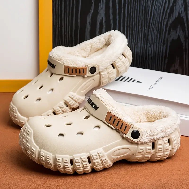 Men and Women Winter Removable Fleece-Lined Non-Slip Slip-On Slippers for Snow & Cold Weather
