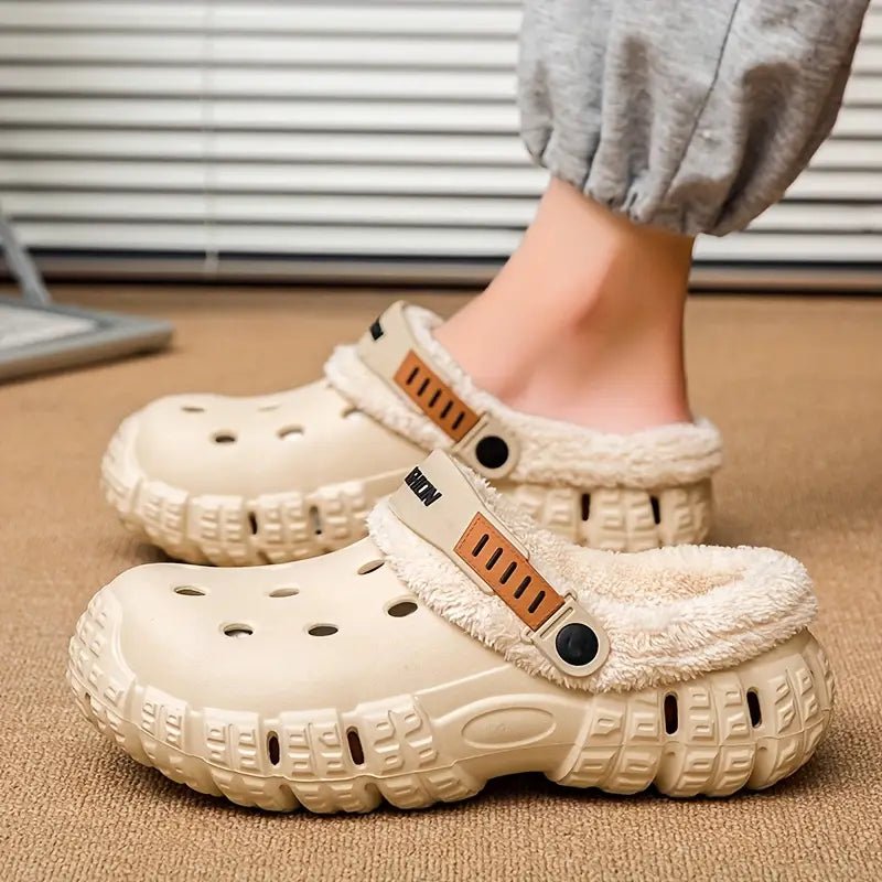 Men and Women Winter Removable Fleece-Lined Non-Slip Slip-On Slippers for Snow & Cold Weather