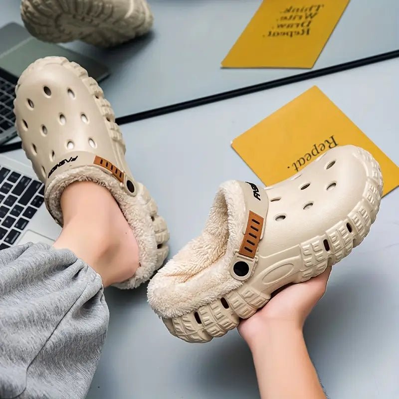 Men and Women Winter Removable Fleece-Lined Non-Slip Slip-On Slippers for Snow & Cold Weather