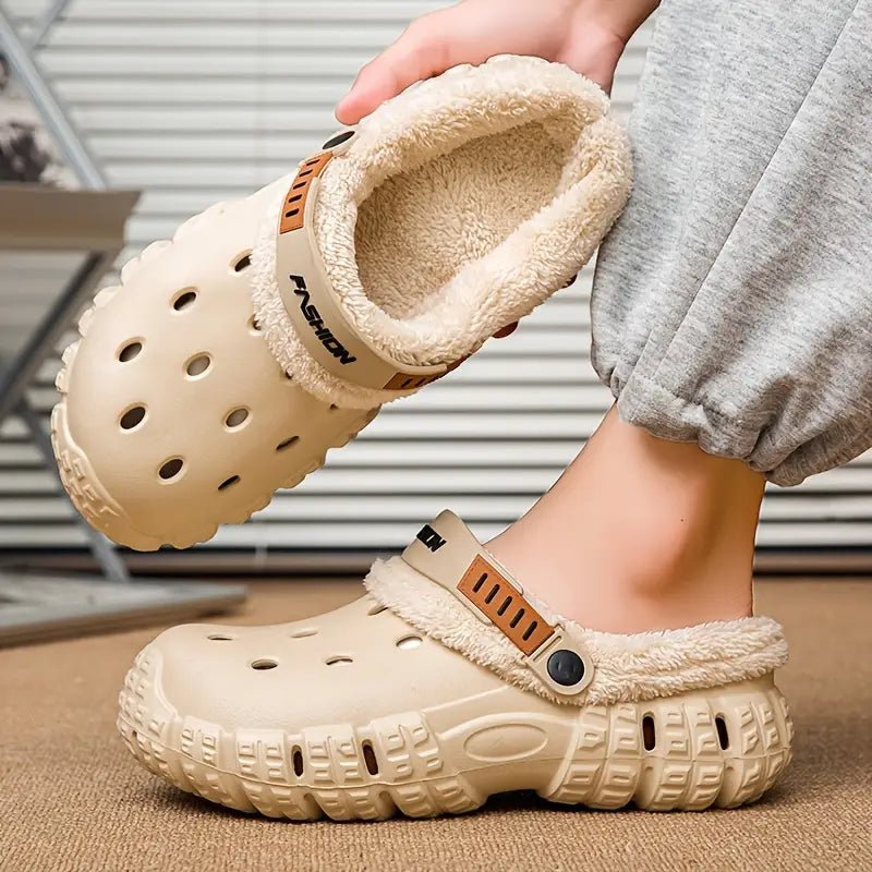 Men and Women Winter Removable Fleece-Lined Non-Slip Slip-On Slippers for Snow & Cold Weather
