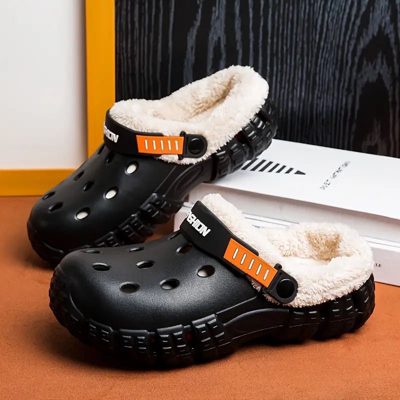 Men and Women Winter Removable Fleece-Lined Non-Slip Slip-On Slippers for Snow & Cold Weather