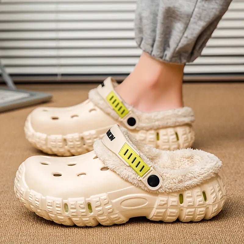 Men and Women Winter Removable Fleece-Lined Non-Slip Slip-On Slippers for Snow & Cold Weather