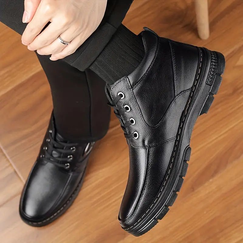 Men's Fuzzy Lining Windproof Waterproof Leather Orthopedic Boots — BUY 2 FREE SHIPPING - oscloudgo