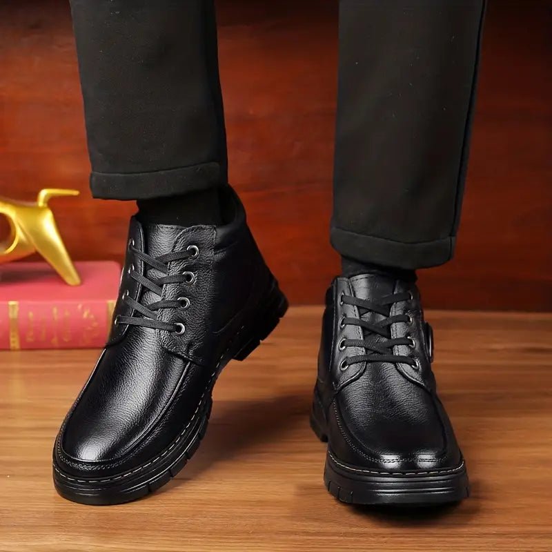 Men's Fuzzy Lining Windproof Waterproof Leather Orthopedic Boots — BUY 2 FREE SHIPPING - oscloudgo