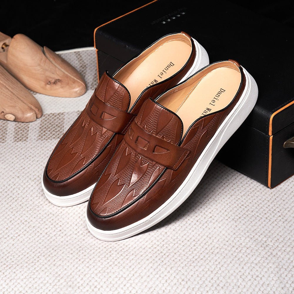 2024 Loafers Cowhide Men's Shoes with Double Toe Slippers Outdoor Casual Men's Shoes Factory Cross-border Supply