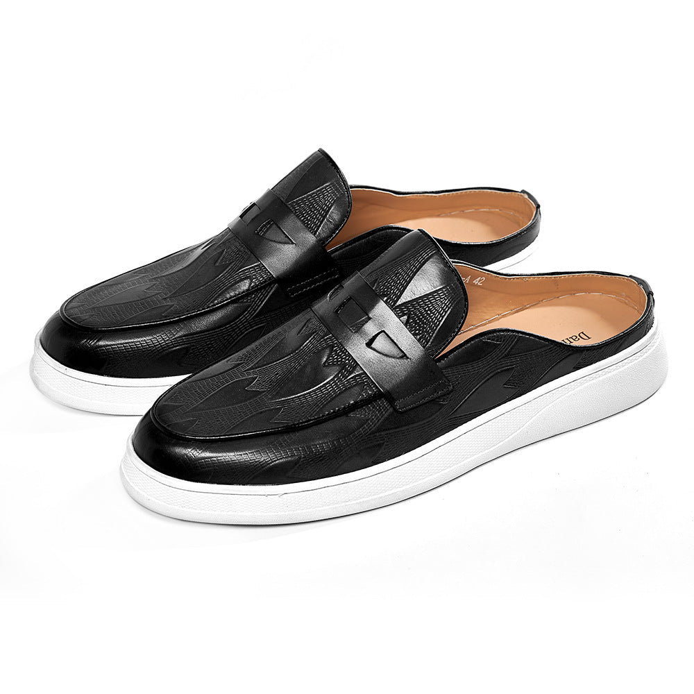 2024 Loafers Cowhide Men's Shoes with Double Toe Slippers Outdoor Casual Men's Shoes Factory Cross-border Supply