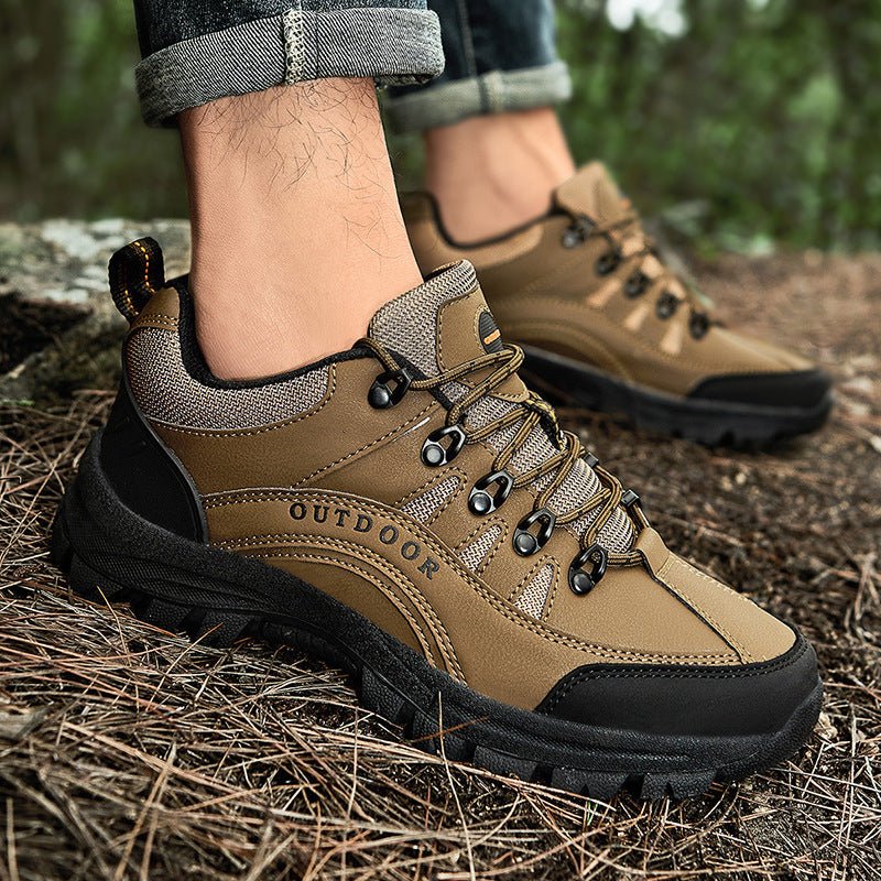 MEN'S LEATHER COMFORTABLE OUTDOOR CASUAL HIKING SHOES - oscloudgo