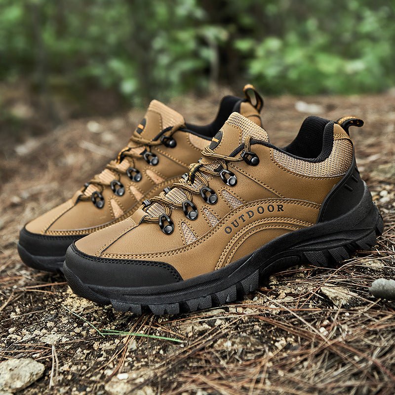 MEN'S LEATHER COMFORTABLE OUTDOOR CASUAL HIKING SHOES - oscloudgo