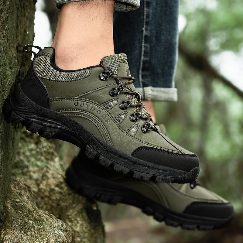 MEN'S LEATHER COMFORTABLE OUTDOOR CASUAL HIKING SHOES - oscloudgo