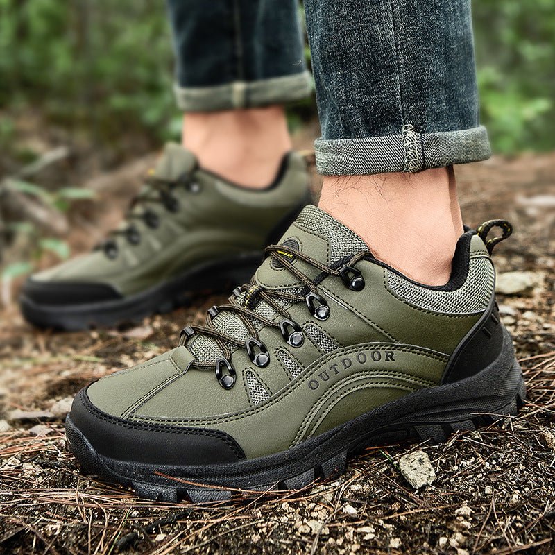 MEN'S LEATHER COMFORTABLE OUTDOOR CASUAL HIKING SHOES - oscloudgo