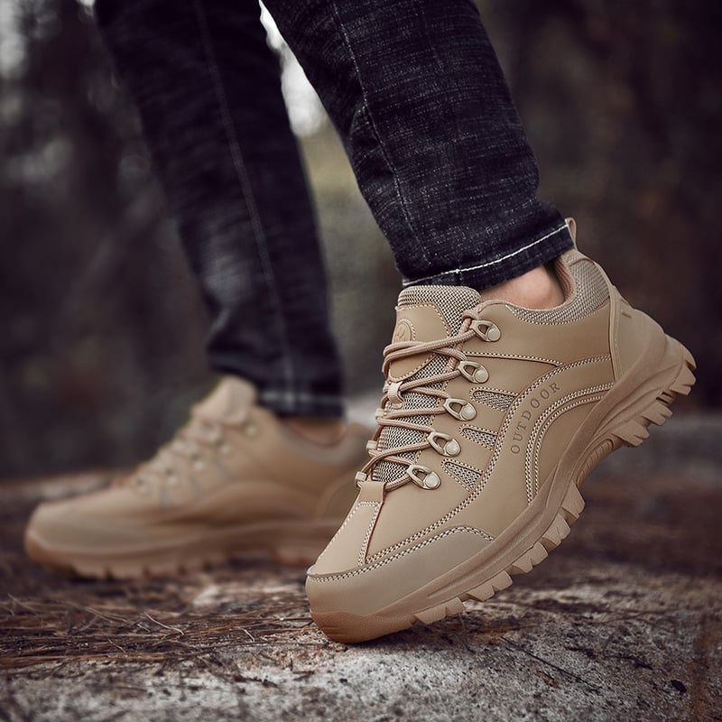MEN'S LEATHER COMFORTABLE OUTDOOR CASUAL HIKING SHOES - oscloudgo