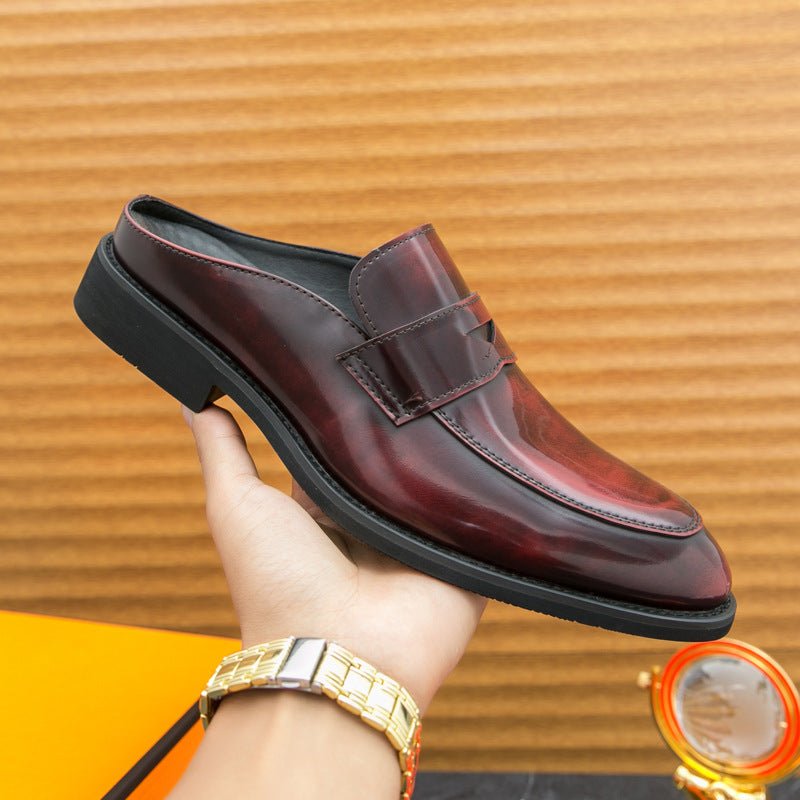 Men's thick-soled slip-on casual leather shoes