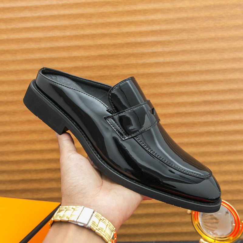 Men's thick-soled slip-on casual leather shoes