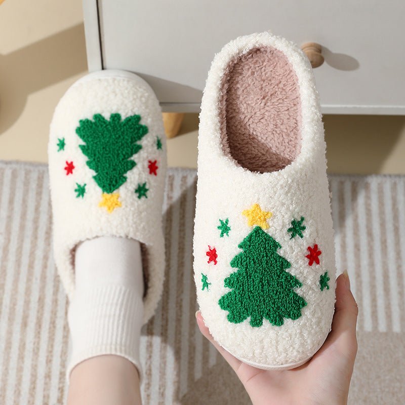 New comfortable home Santa style winter cotton slippers - oscloudgo