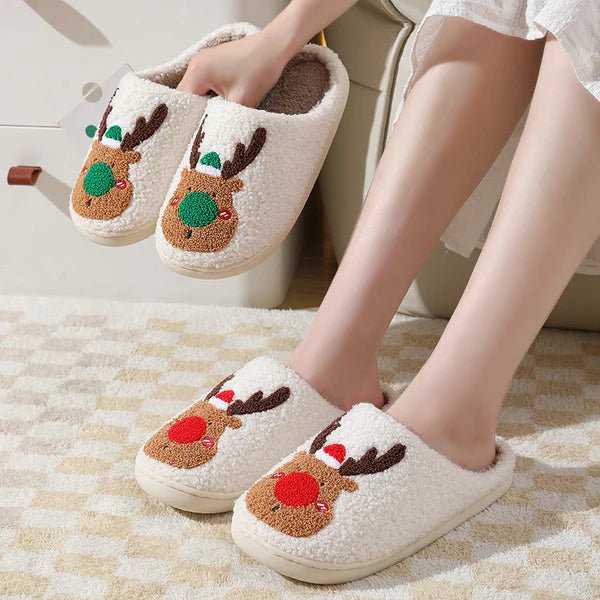 New comfortable home Santa style winter cotton slippers - oscloudgo