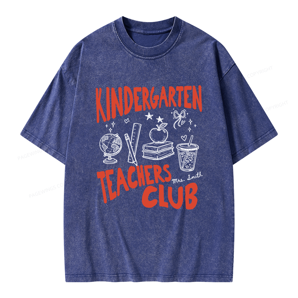 Pagewing Personalized Kindergarten Unisex Washed T-shirt