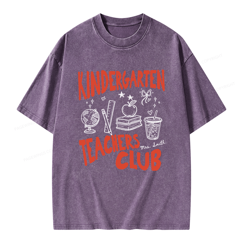 Pagewing Personalized Kindergarten Unisex Washed T-shirt
