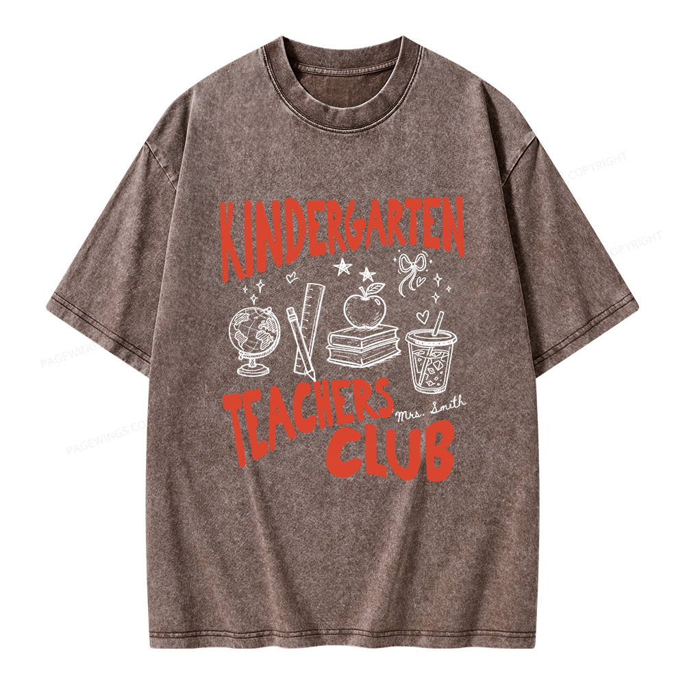 Pagewing Personalized Kindergarten Unisex Washed T-shirt
