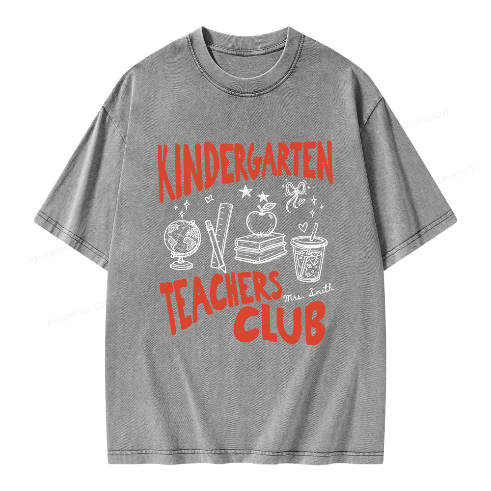 Pagewing Personalized Kindergarten Unisex Washed T-shirt