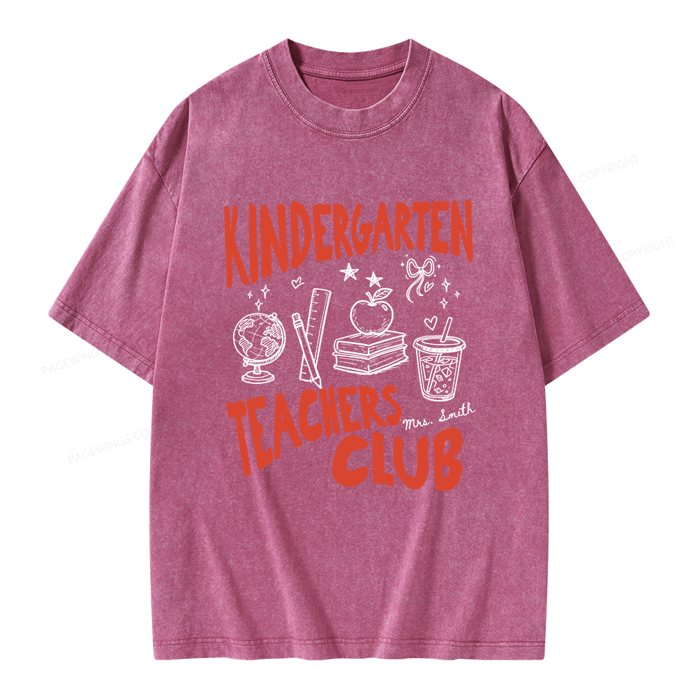 Pagewing Personalized Kindergarten Unisex Washed T-shirt