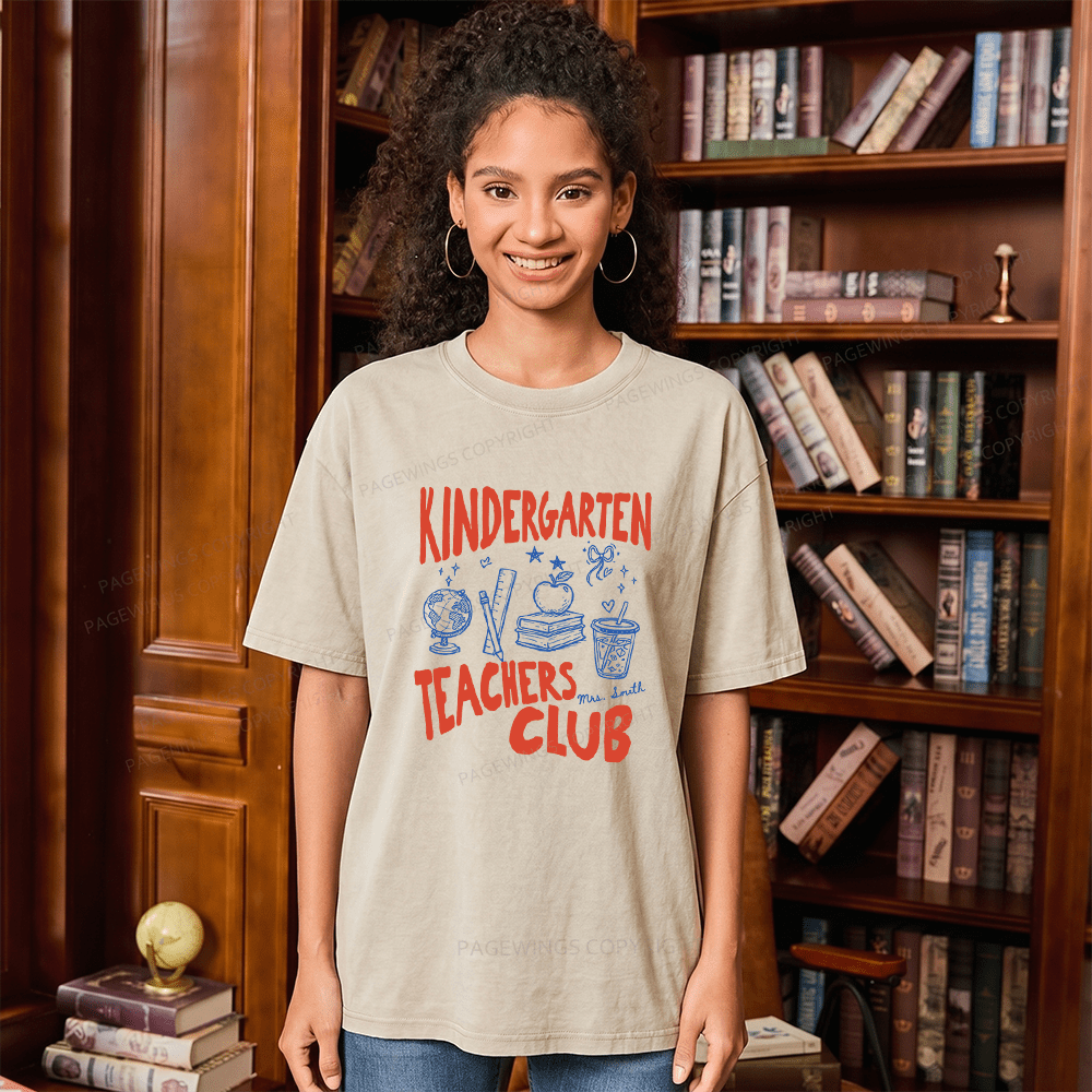 Pagewing Personalized Kindergarten Unisex Washed T-shirt